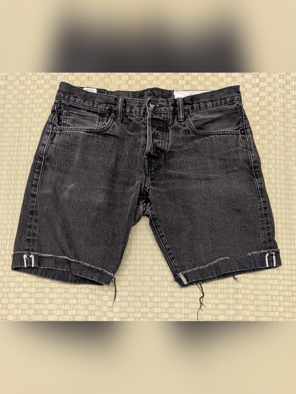 Rogue Territory RGT SK Skinny Cutoff Selvedge Denim Shorts Black Men's Size 32